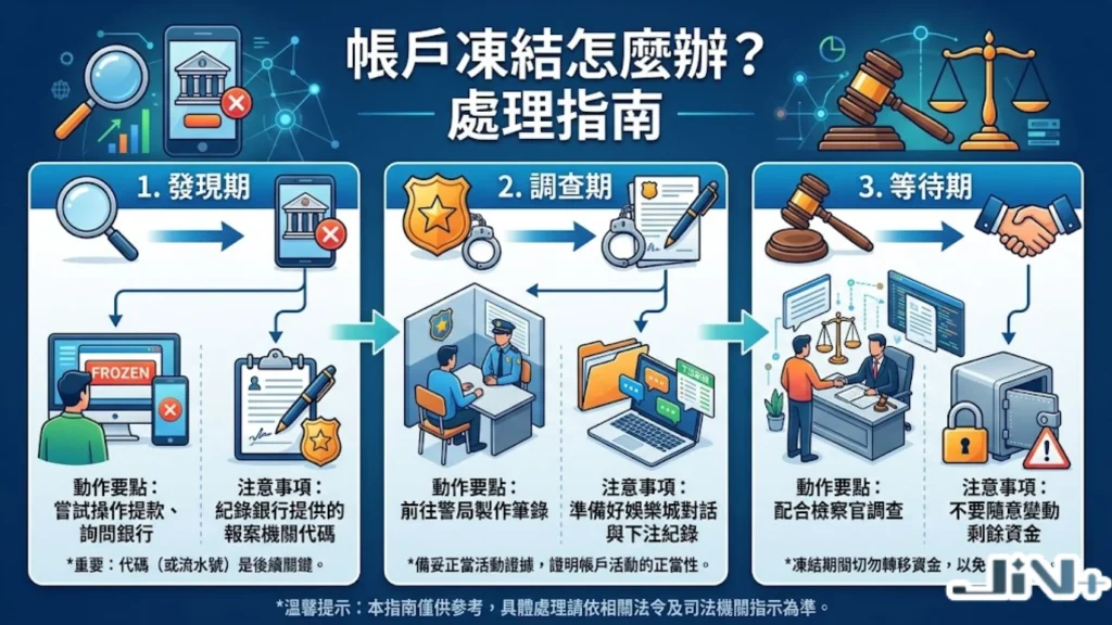 警示帳戶解除流程處理指南,包含報案釐清、司法程序與警示帳戶解除委任律師建議。