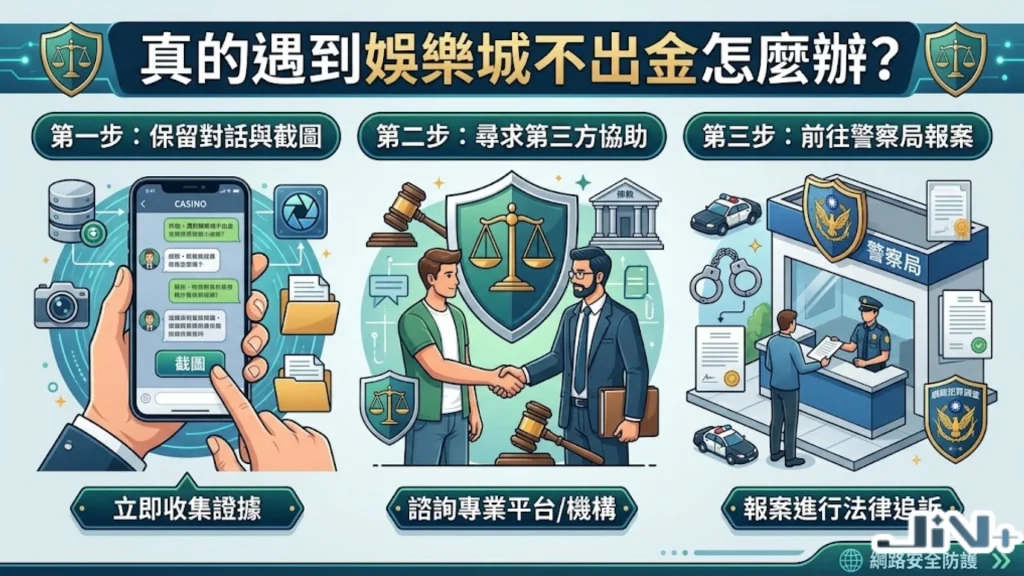 真的遇到娛樂城不出金怎麼辦?三步驟教你存證報警與尋求警示帳戶解除律師協助。