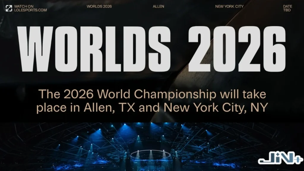 LOL世界賽年度全球總決賽WORLDS 2026規格圖表,公告主辦城市將橫跨德州艾倫與紐約市。