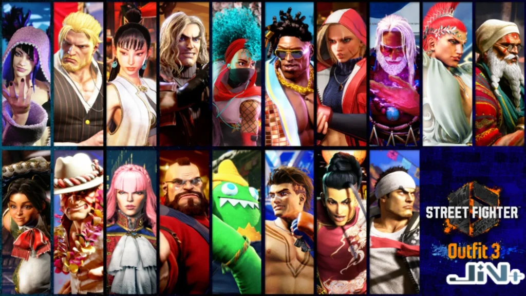 快打旋風6選用角色頭像一覽表，雙排精美羅列隆（Ryu）、春麗（Chun-Li）、肯（Ken）及盧克（Luke）等SF6核心格鬥人物，右下帶有Street Fighter 6大會標誌。