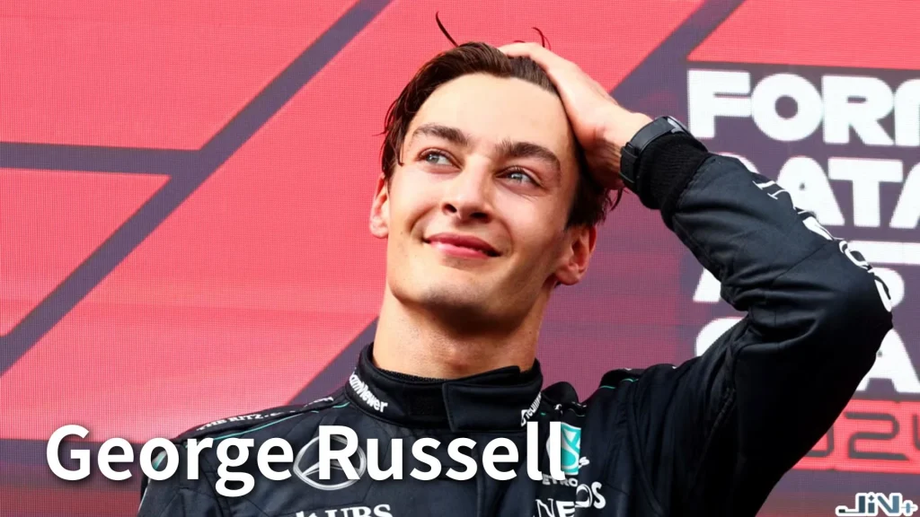 賓士F1車手 George Russell（喬治·羅素）特寫照片，展示 Mercedes 品牌車隊領軍車手風采。