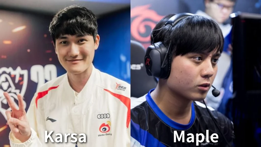 台灣旅外電競選手傳奇中野 Karsa 與 Maple 之個人特寫與賽事經歷對照。